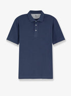 Brunello Cucinelli Men's Double Layer Polo Shirt Blue