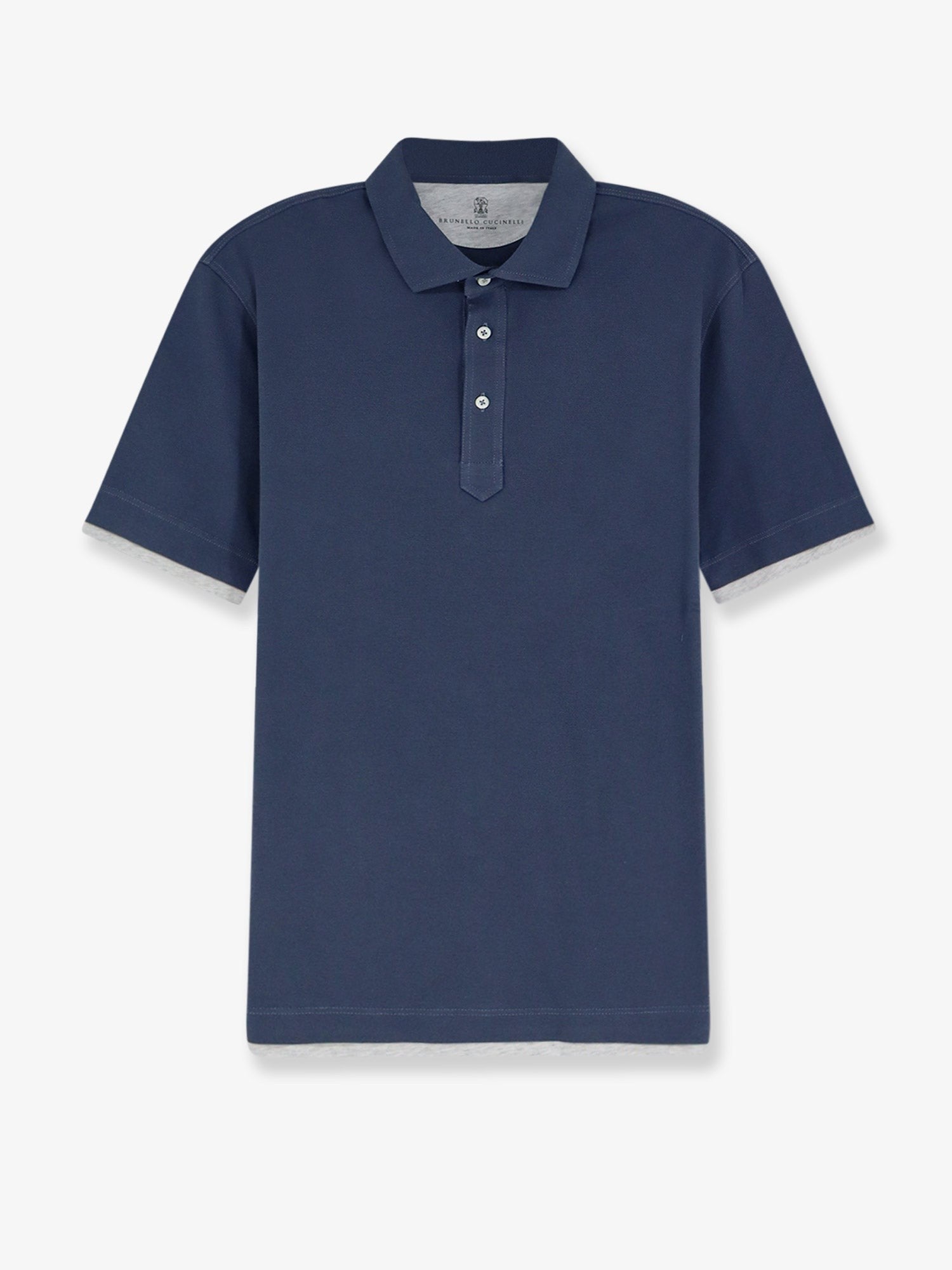 Brunello Cucinelli Men's Cotton Polo Shirt Blue