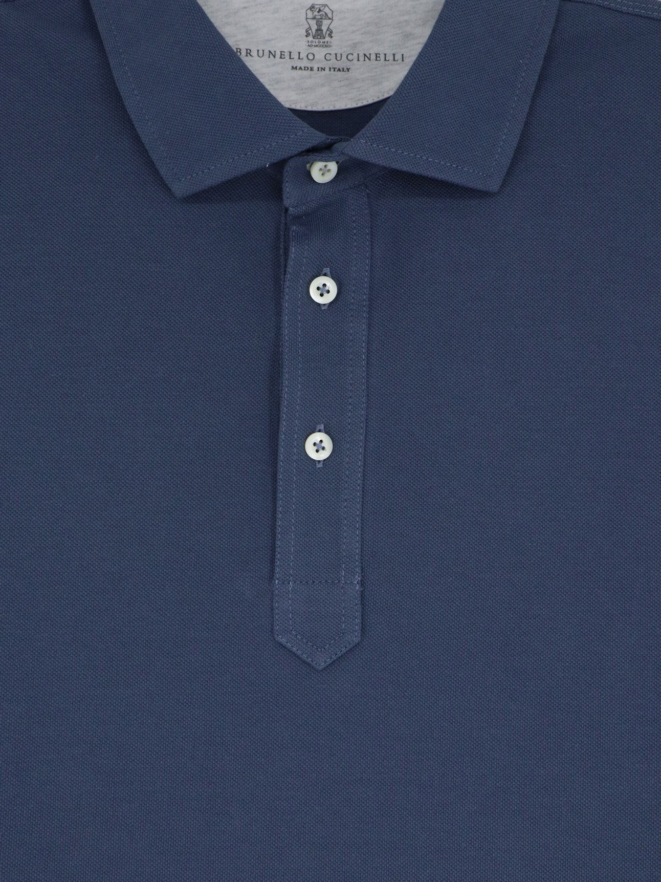 Brunello Cucinelli Men's Cotton Polo Shirt Blue