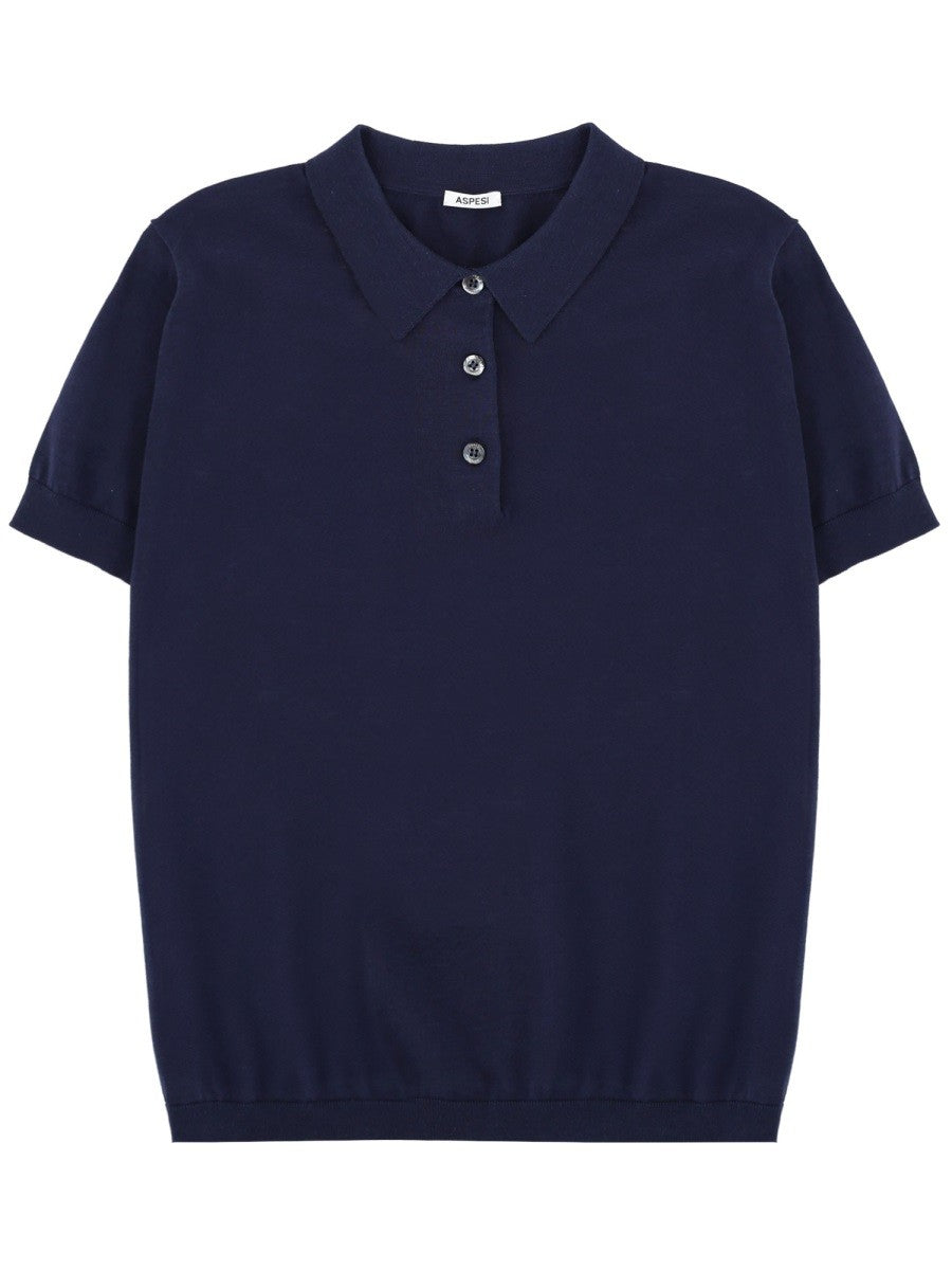 Aspesi Women's Cotton Polo Blue Aspesi