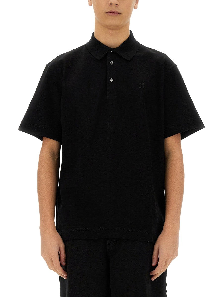 Givenchy men’s black cotton polo shirt with short sleeves and a subtle logo on the chest