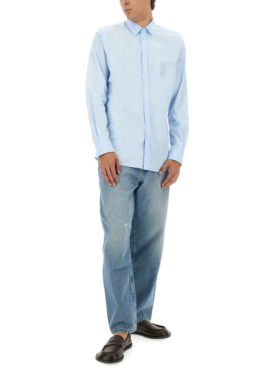 Moschino Men's Cotton Poplin Shirt Blue