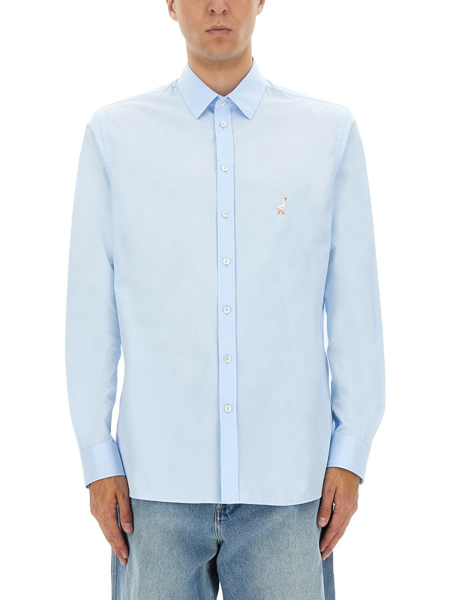 Moschino Men's Cotton Poplin Shirt Blue