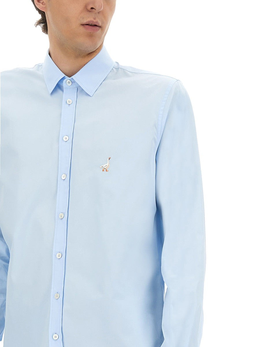 Moschino Men's Cotton Poplin Shirt Blue