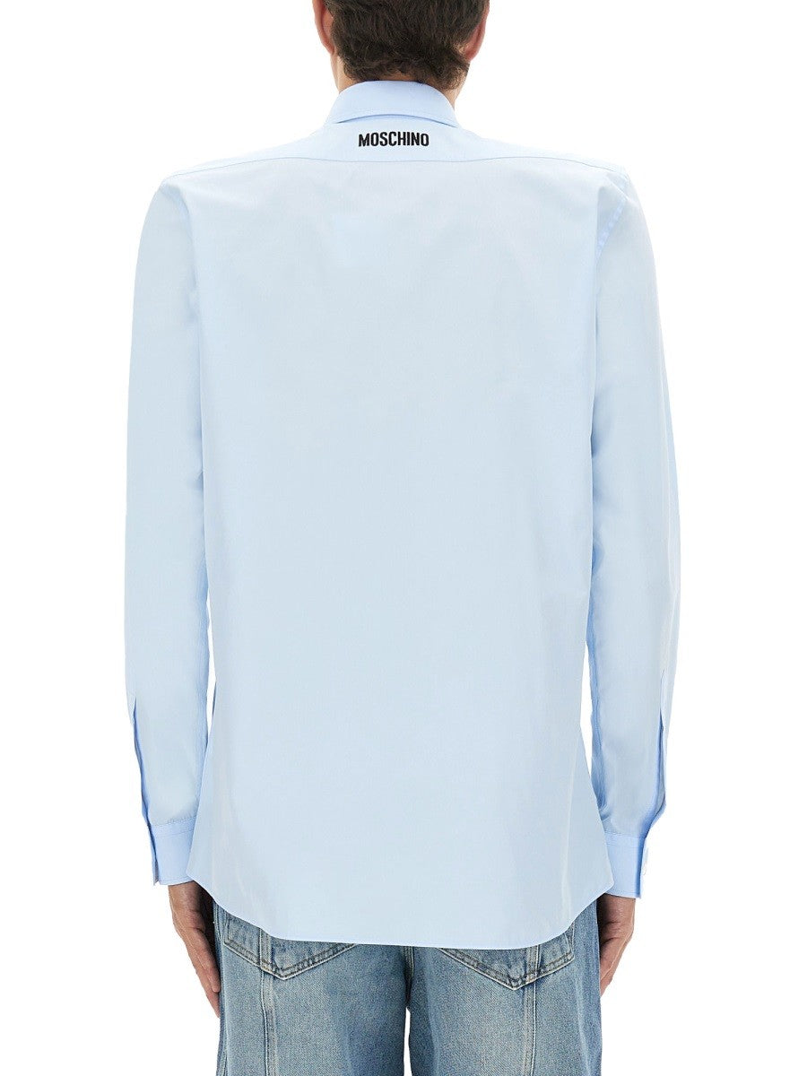 Moschino Men's Cotton Poplin Shirt Blue
