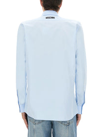 Moschino Men's Cotton Poplin Shirt Blue