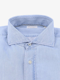 Brunello Cucinelli Men's Cotton Shirt Blue