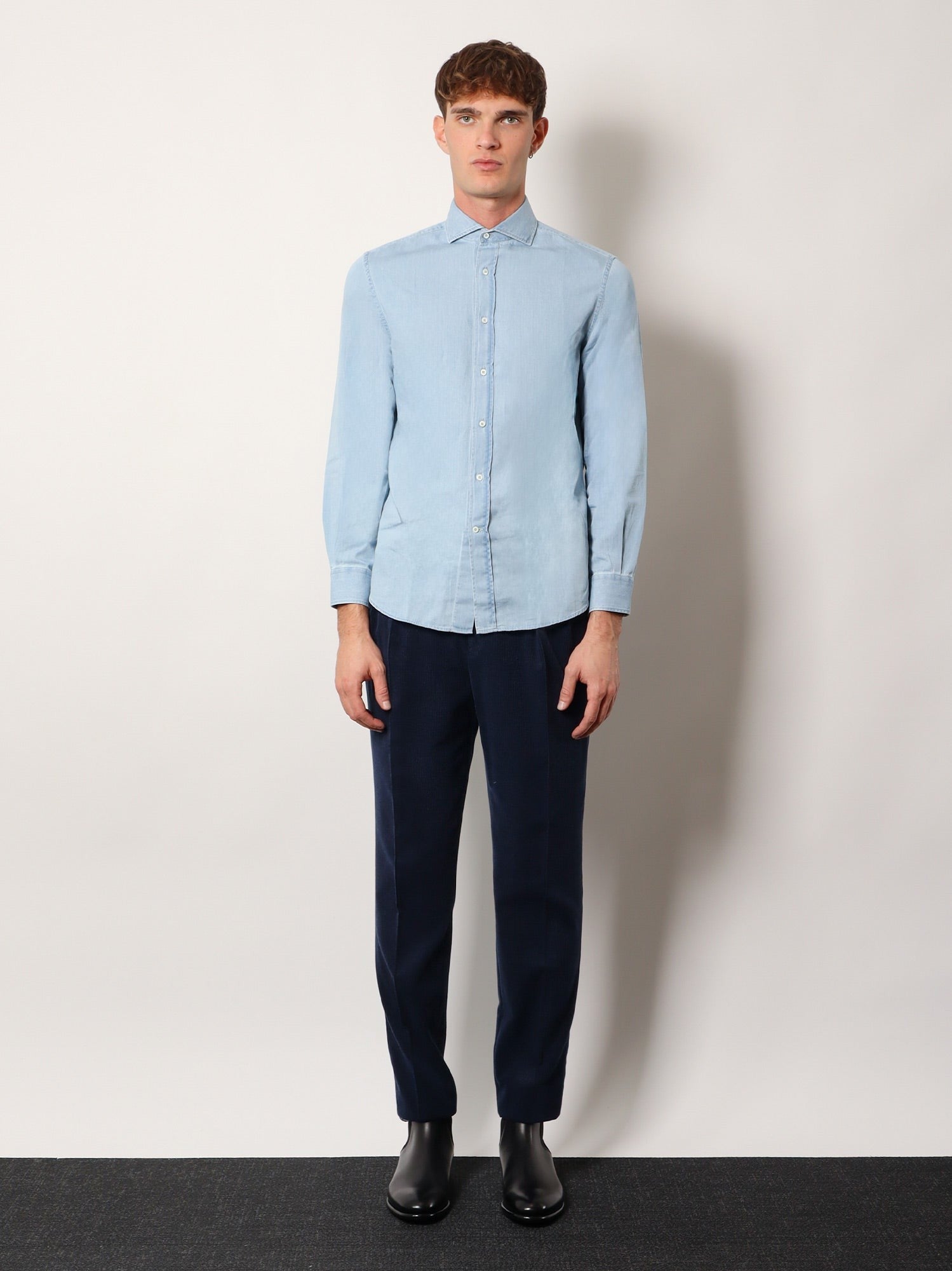 Brunello Cucinelli Men's Cotton Shirt Blue