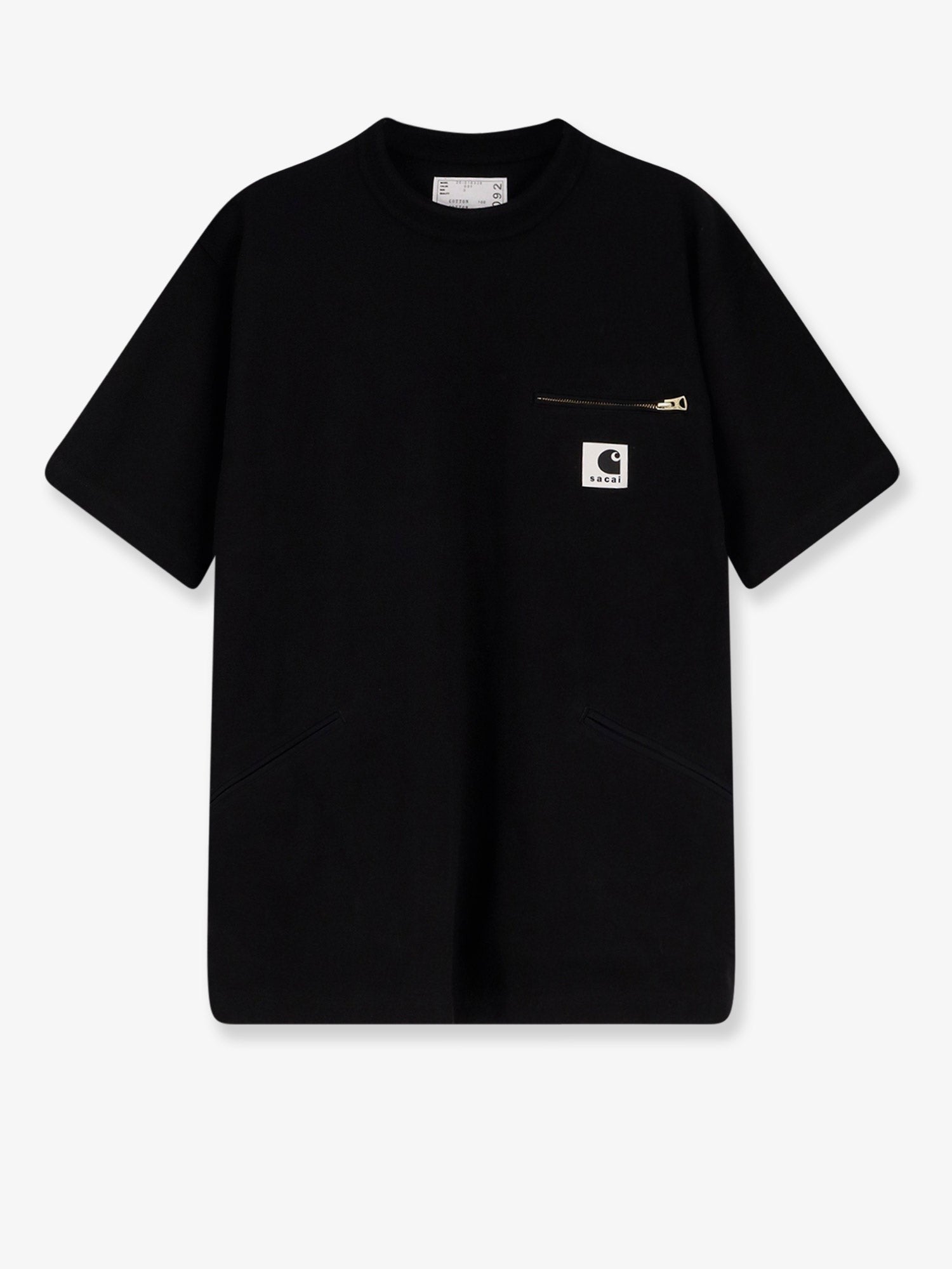 Sacai Men's Cotton Shirt Witht on the Front Black