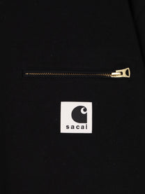 Sacai Men's Cotton Shirt Witht on the Front Black