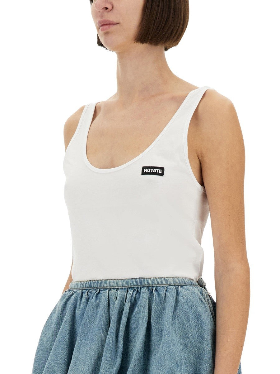 ROTATE Birger Christensen Women's Cotton Tops White, view 3