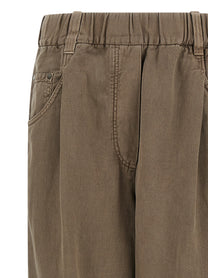 Brunello Cucinelli Cotton Trousers Brown