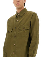 Saint Laurent Men's Cotton Twill Overshirt Green, view 4