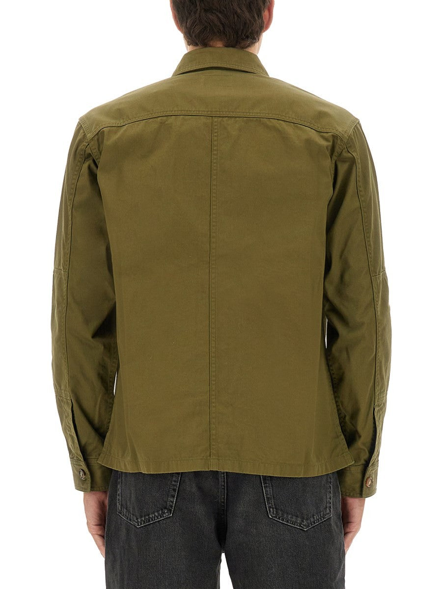 Saint Laurent Men's Cotton Twill Overshirt Green, view 3