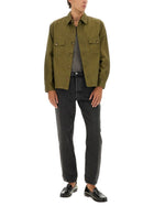 Saint Laurent Men's Cotton Twill Overshirt Green, view 2