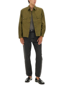 Saint Laurent Men's Cotton Twill Overshirt Green, view 2