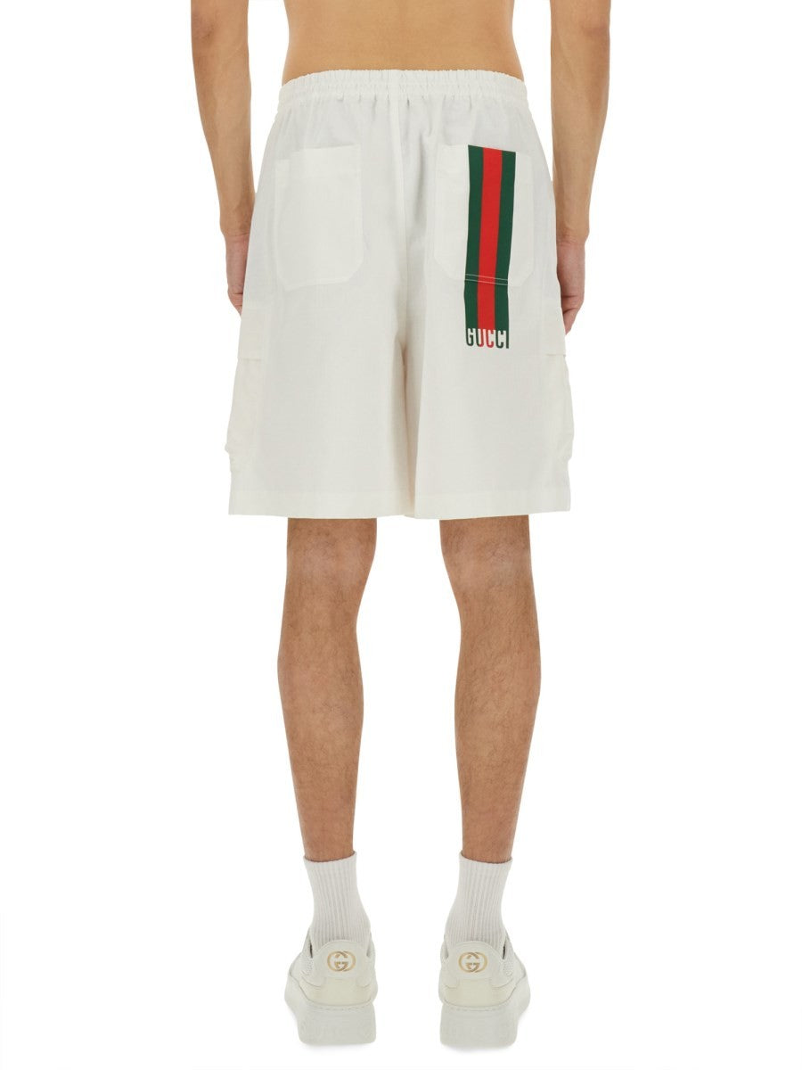 Gucci Men's Cotton Web Shorts White