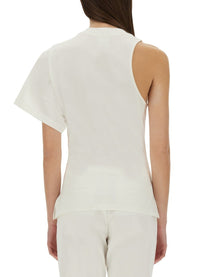 COURREGES - Courreges One Shoulder T Shirt In Scuba - Women’s Tops