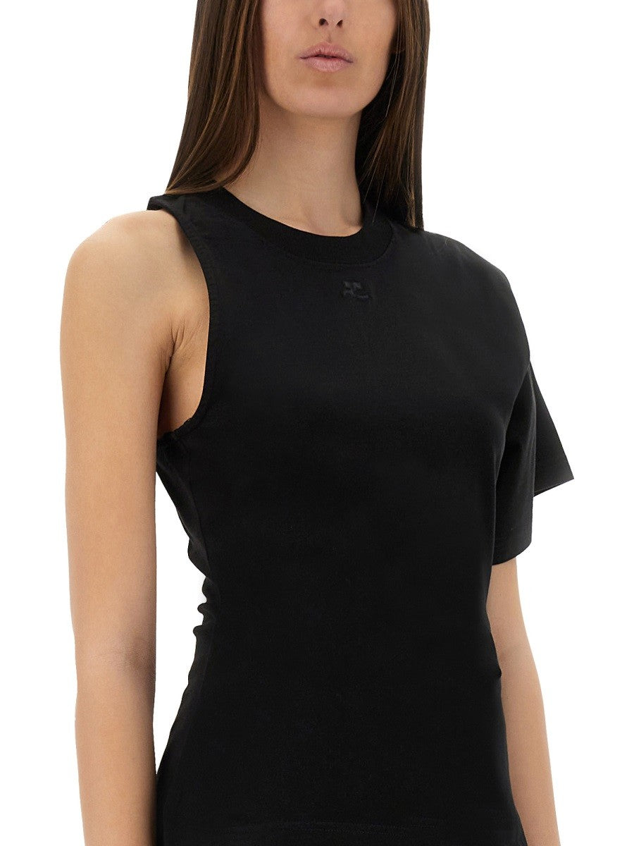 COURREGES - Courreges One Shoulder T Shirt In Scuba - Women’s Tops