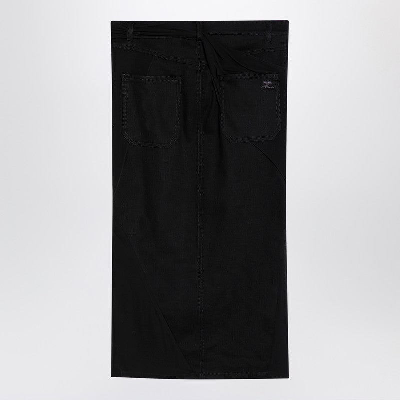 Courreges - Courreges Courrèges Black midi skirt with draping - Skirts