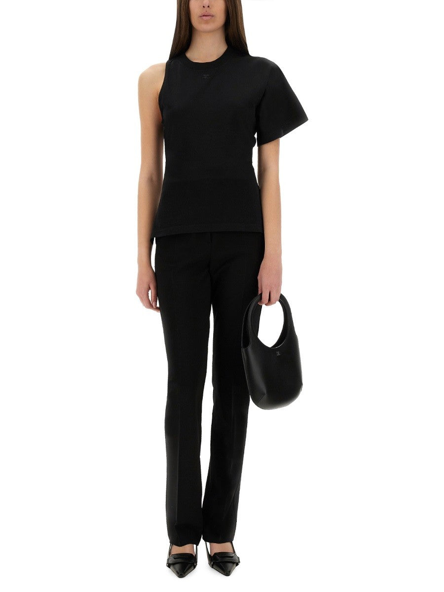 COURREGES - Courreges One Shoulder T Shirt In Scuba - Women’s Tops