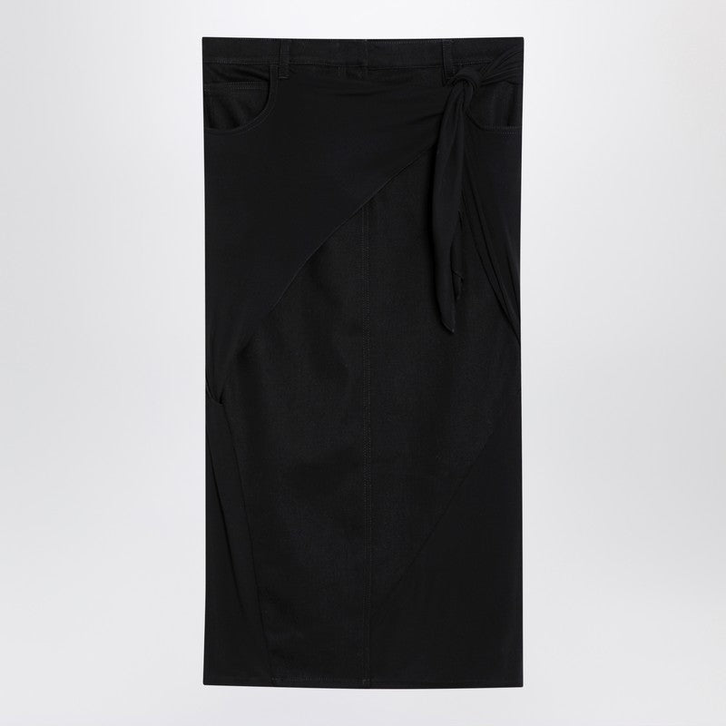 Courreges - Courreges Courrèges Black midi skirt with draping - Skirts