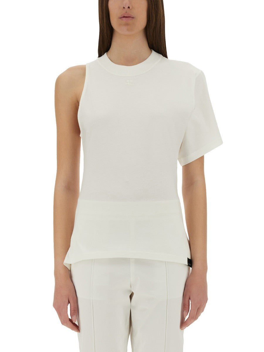 COURREGES - Courreges One Shoulder T Shirt In Scuba - Women’s Tops