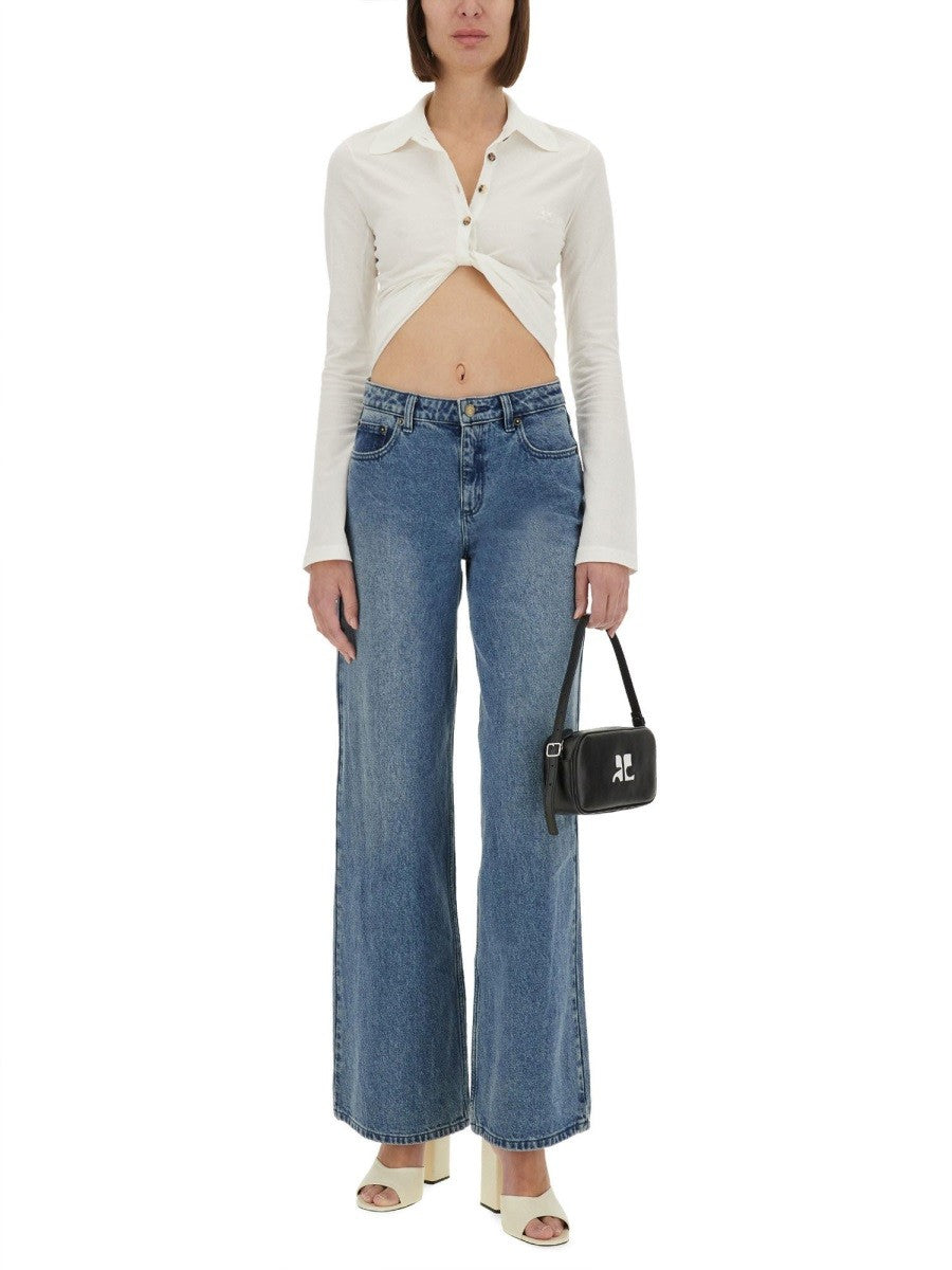 COURREGES - Courreges Cropped Polo Shirt ’Twist’ - Women’s Tops
