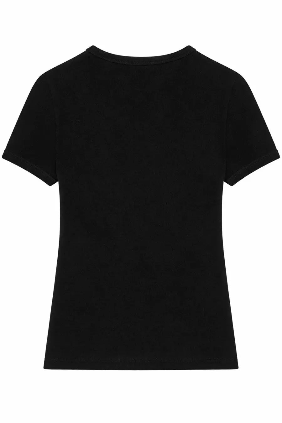 Black short-sleeved courrèges women’s baby spongy shirt with a simple crew neck design