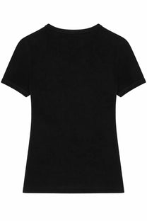 Black short-sleeved courrèges women’s baby spongy shirt with a simple crew neck design