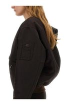 courrèges Women's Bow Neck Bomber Jacket Brown, view 4