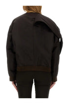 courrèges Women's Bow Neck Bomber Jacket Brown, view 3