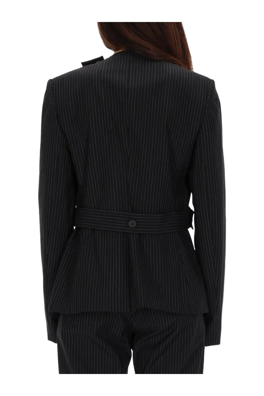 courrèges Women's Buckle Pinstripes Jacket Black, view 4