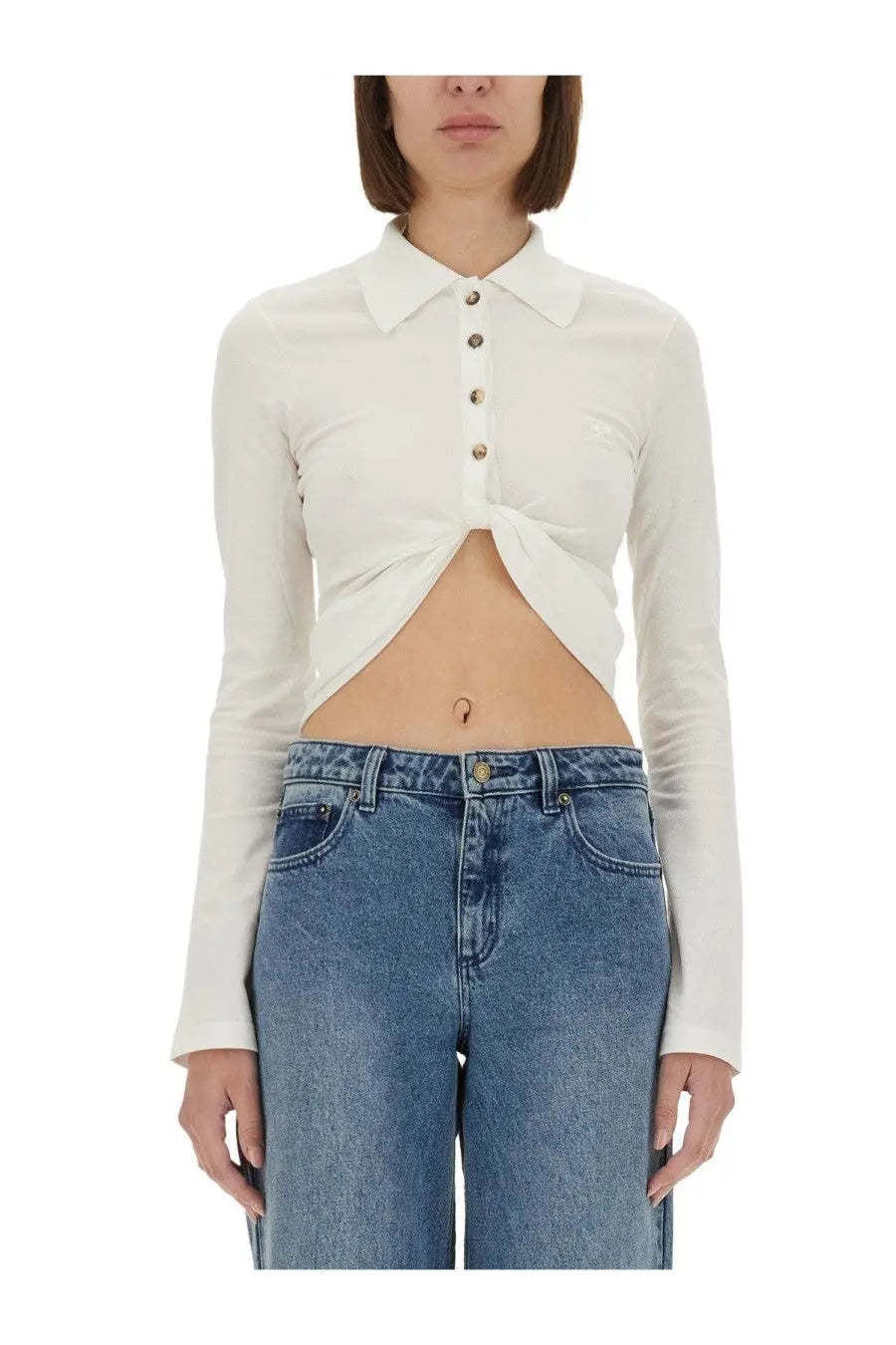 courrèges Women's Cropped Polo Shirt Twist White