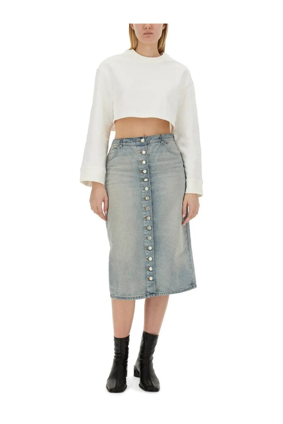 courrèges Women's Cropped Sweatshirt White, view 2