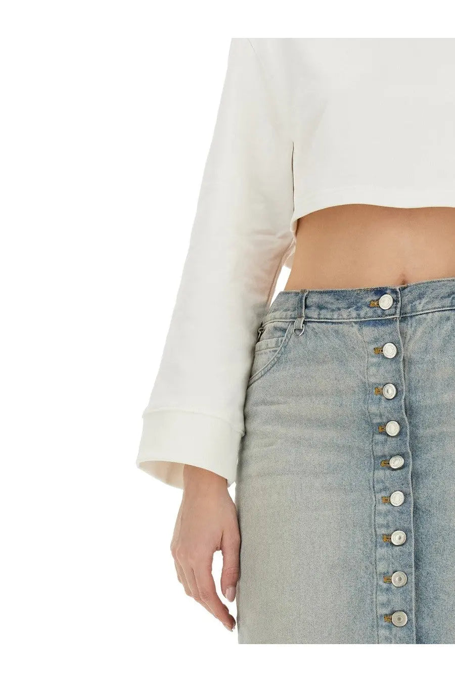 courrèges Women's Cropped Sweatshirt White, view 4