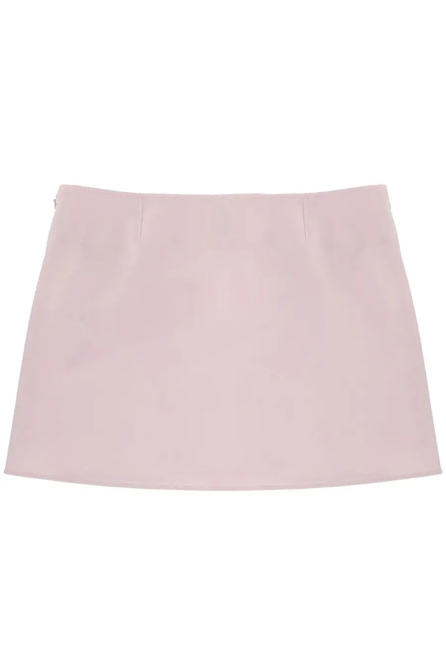 Courrèges women’s pale pink minimalist a-line miniskirt with smooth tailored fabric and subtle front pleats