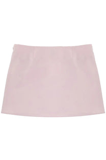 Courrèges women’s pale pink minimalist a-line miniskirt with smooth tailored fabric and subtle front pleats