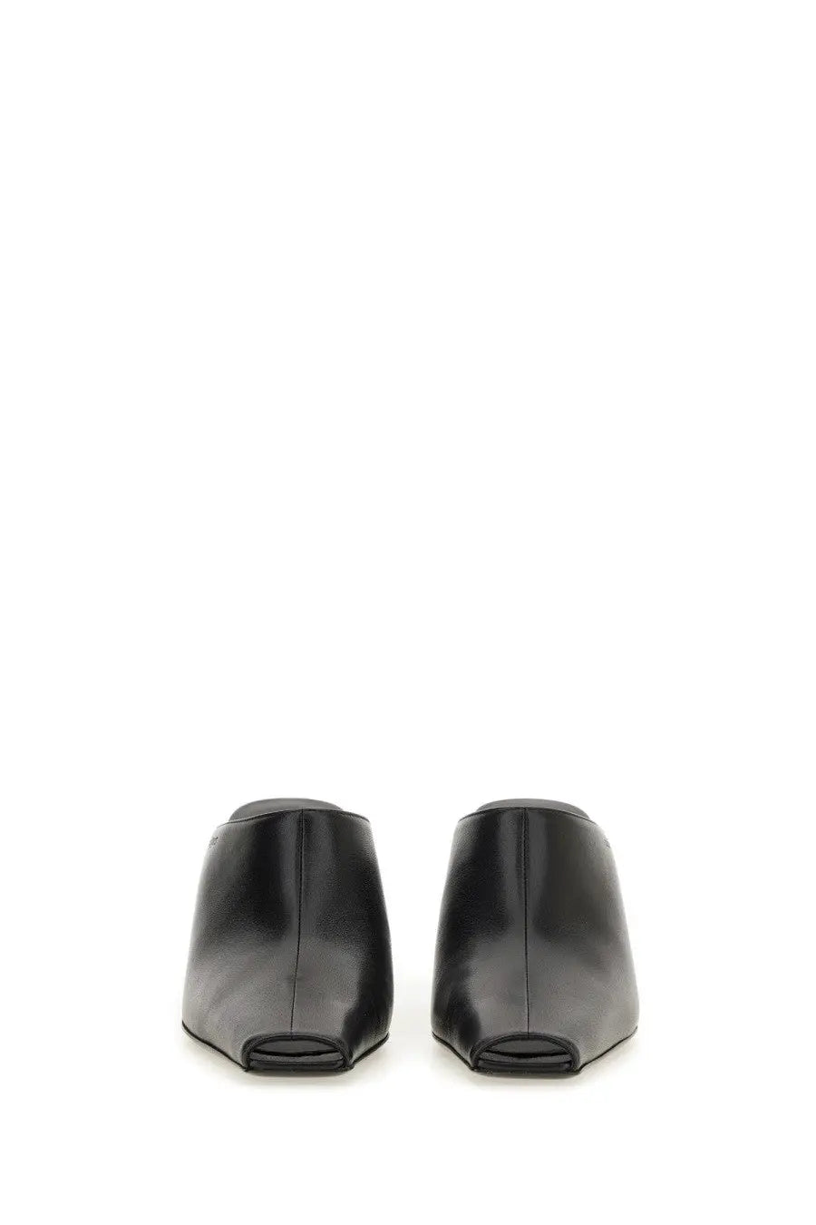 Courrèges women’s mule sleek black leather peep-toe mules with minimalist design for stylish wear