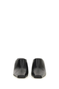 Courrèges women’s mule sleek black leather peep-toe mules with minimalist design for stylish wear