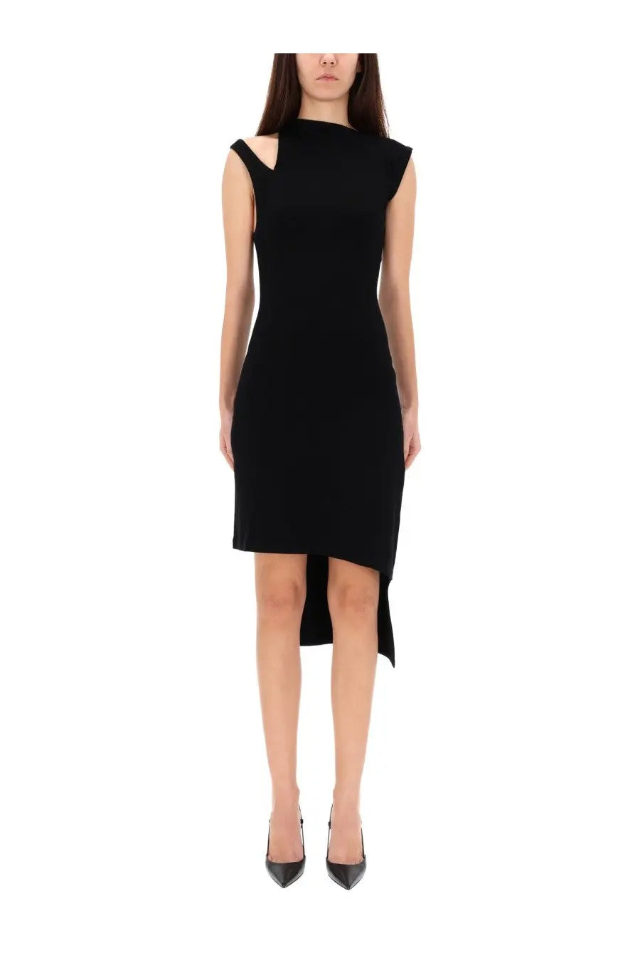 courrèges Women's Ribbed Oblique Dress Black, view 3