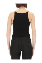 courrèges Women's Ribbed Tank Top Black, view 3