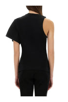courrèges Women's One Shoulder Shirt in Scuba Black, view 3
