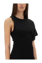 courrèges Women's One Shoulder Shirt in Scuba Black, view 4