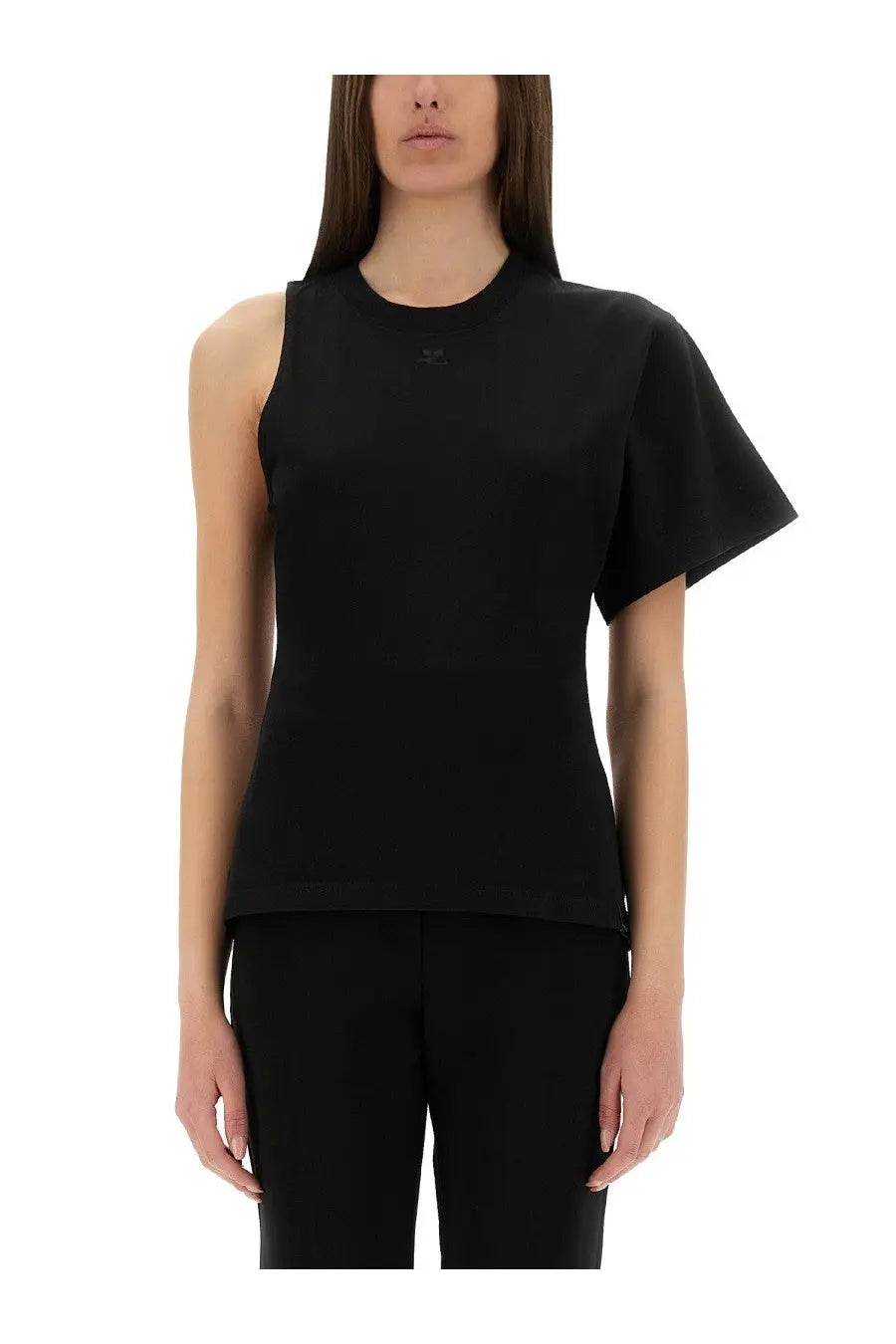 courrèges Women's One Shoulder Shirt in Scuba Black
