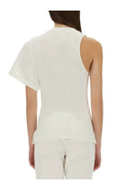 courrèges Women's One Shoulder Shirt in Scuba White, view 3
