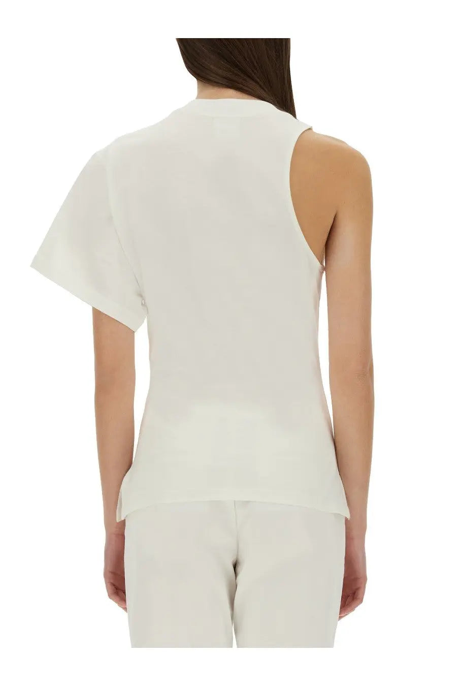 courrèges Women's One Shoulder Shirt in Scuba White, view 3