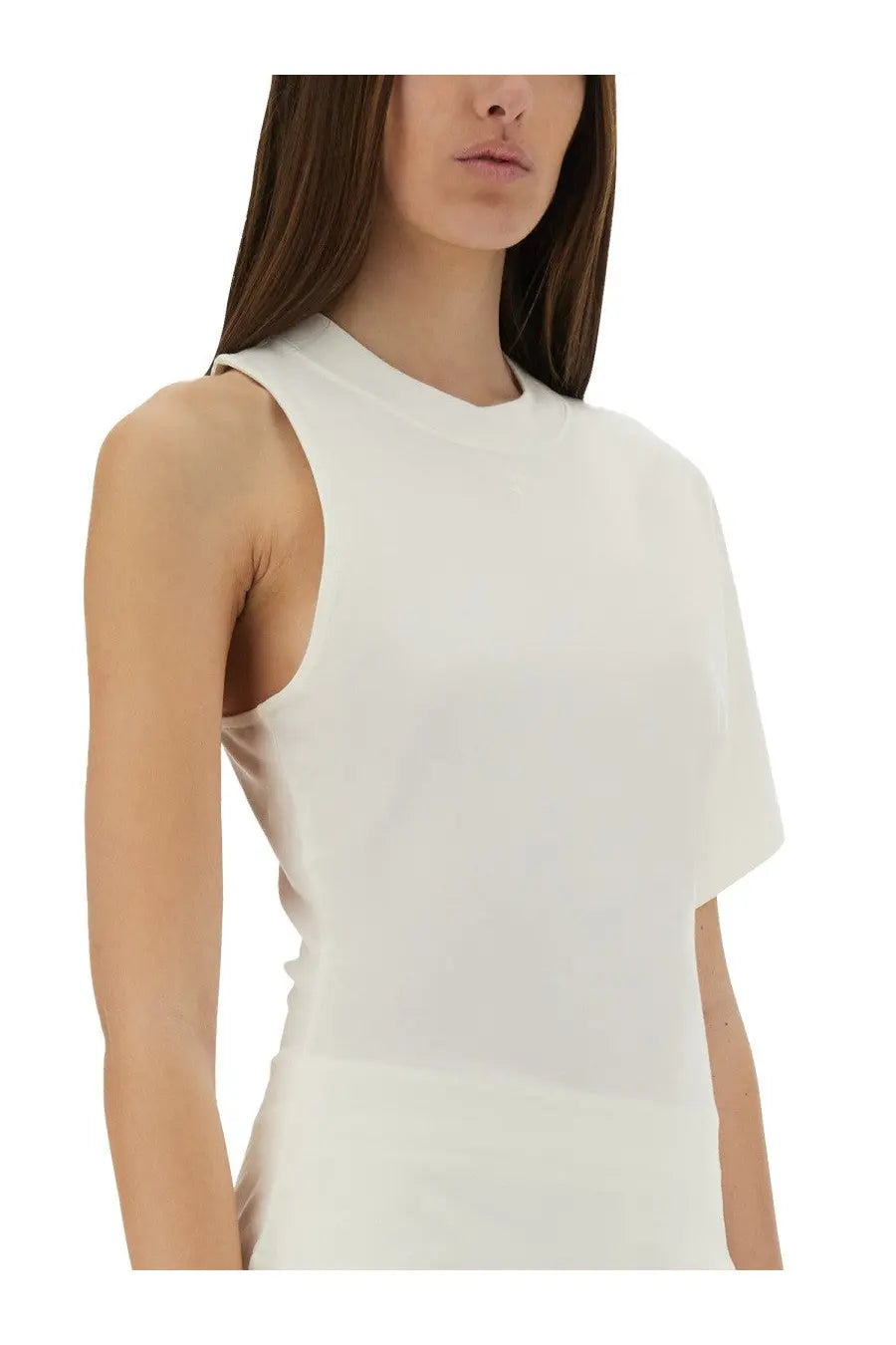 courrèges Women's One Shoulder Shirt in Scuba White, view 4