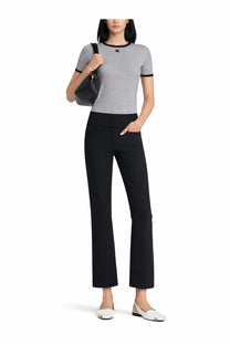 Black high-waisted straight-leg trousers with tailored fit featured in courrèges women’s signature contrast shirt black collection