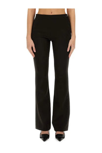 Courrèges women’s tailored black high-waisted trousers with straight-leg cut and button detailing along the side seam